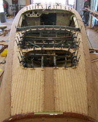 Riva deck ply being installed on the boat