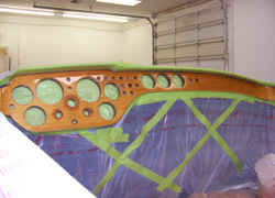A Riva dash being refinished